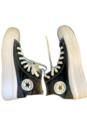 Converse All Star Move Platform Sneakers Black White Womens 9.5 568497C Low Top