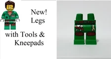 LEGO Mechanic Legs with Tools Silver Wrench GREEN PANTS Grease Rag Kneepads