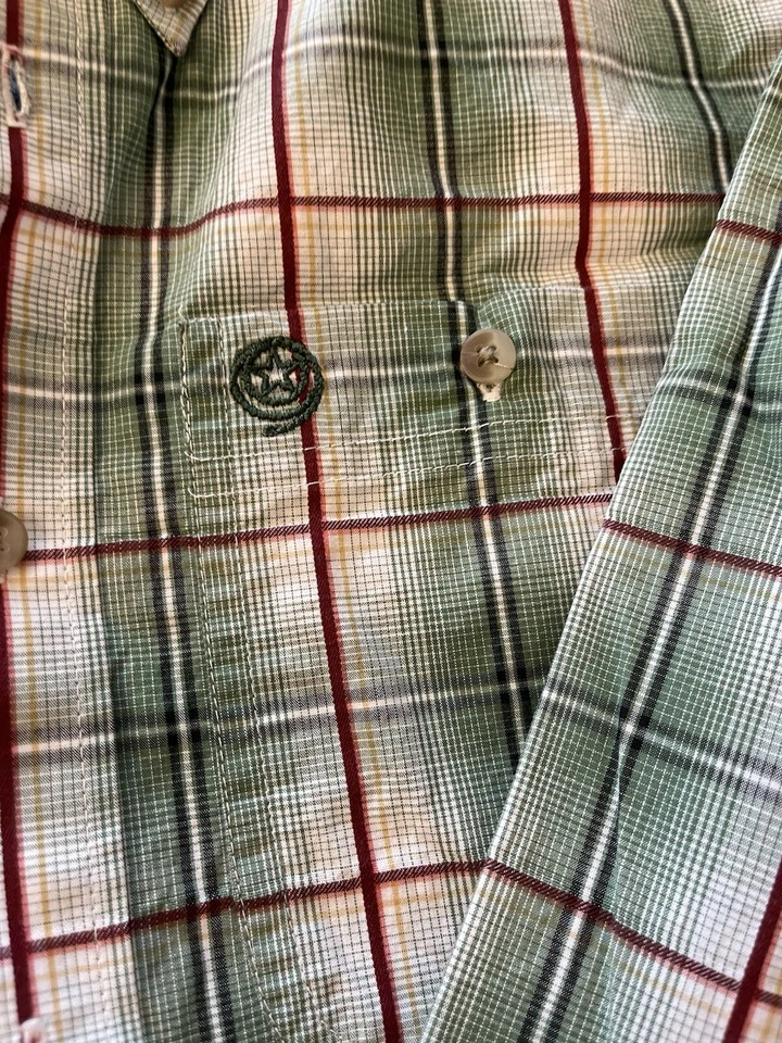 Camisa Recta Wrangler George Juvenil X Grande Corte Vaquero Colección Cuadros Verde Foto 3 de 4