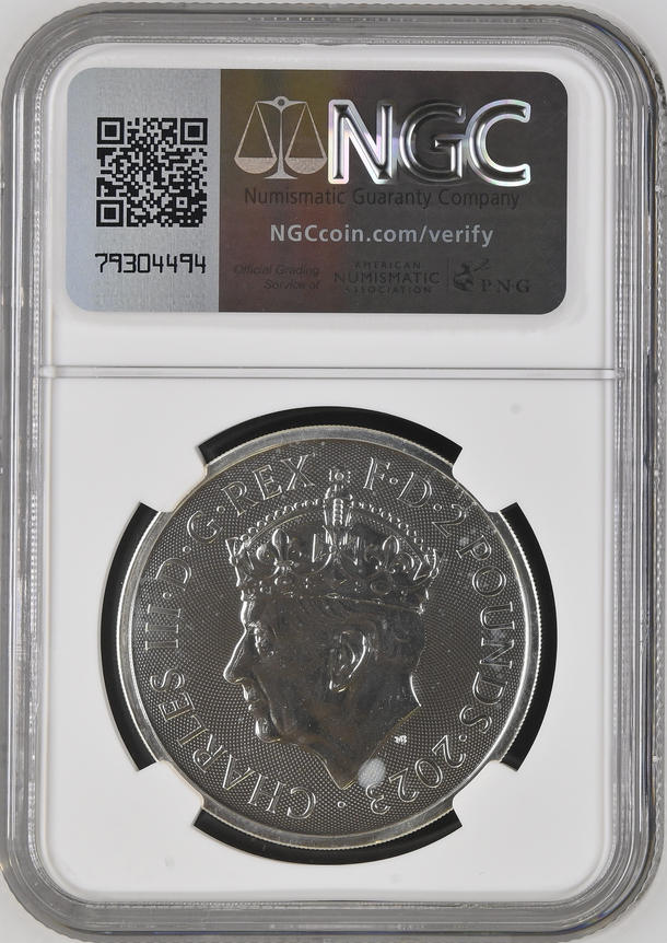 2023 1-OZ-.999 S£2 GREAT BRITANNIA KING CHARLES III CORONATION NGC