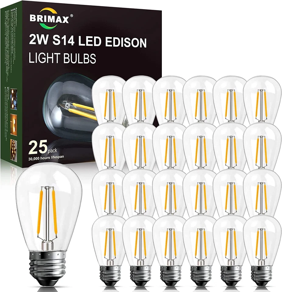 2W LED Bulb S14 E26 Replacement Shatterproof Edison Light Bulbs 20W Equivalent - Image 2 of 4