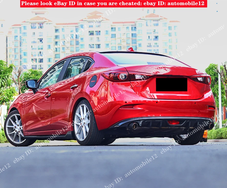 适用于马自达 3 AAELA Sedan 2014 - 2018 光面黑色后唇保险杠扩散器套件 — 第 2/4 张图片