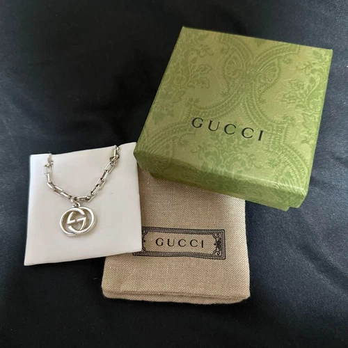 Collana Gucci ad incastro logo GG ciondolo uomo donna argento 925 certificato VG