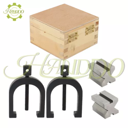 1-5/8" × 1-1/4" × 1-1/4" Precision V Blocks and Clamp Set Steel Gauge Machinist