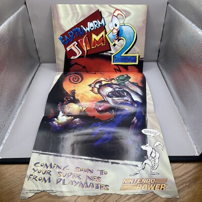 1995 Nintendo Power Magazine 23'' x 10.5'' Poster - Earthworm Jim 2: Super NES