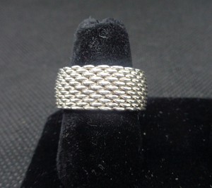 Tiffany & Co. 925 Sterling Silver Wide Retired Somerset Wide Mesh Band Ring T&Co