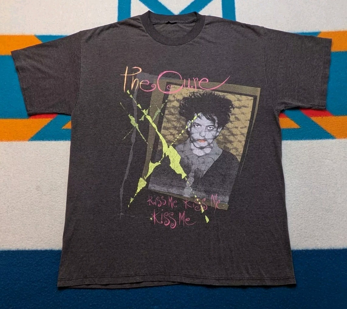 Vintage 1987 The Cure Kissing Tour Shirt Single Stitch Grunge Band Tee Large Faded