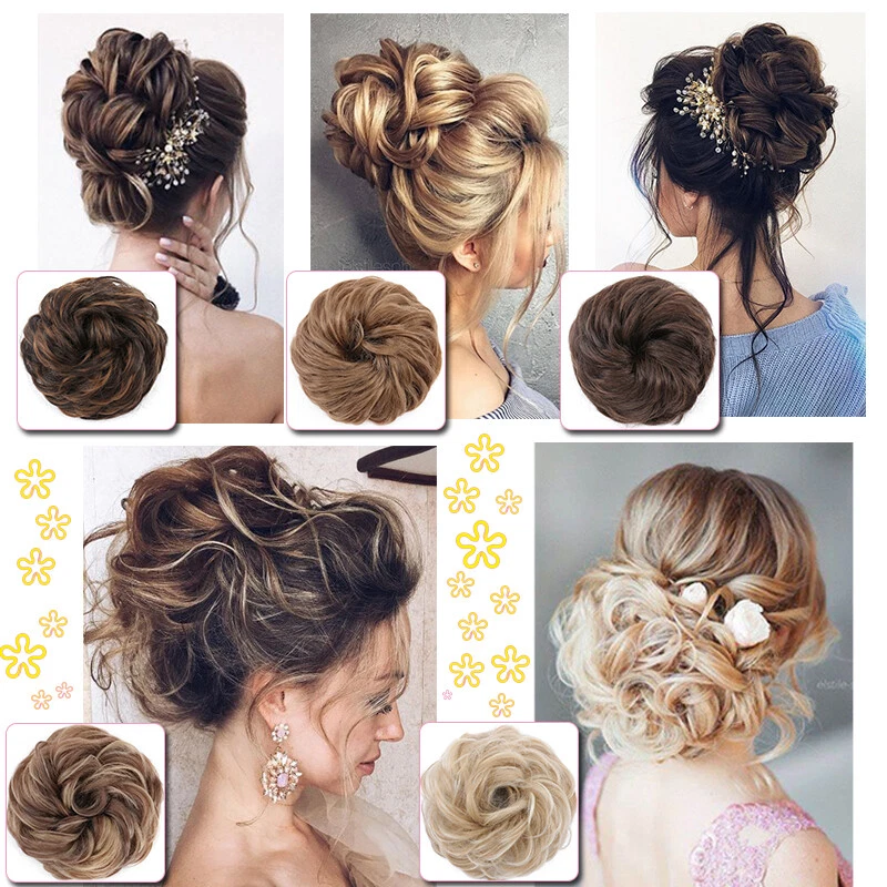 Pieza de pelo grande desordenada Scrunchie Updo cubierta extensión de cabello pieza de cabello gruesa Foto 2 de 4