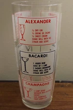 Vintage MCM Cocktail Mixer Shaker Glass Drink Recipes MCM Retro Bar