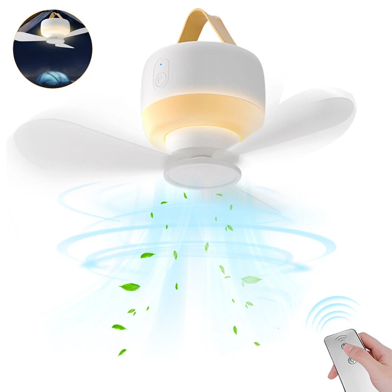 3-скоростной портативный потолочный светодиодный вентилятор на батарейках для кемпинга на открытом воздухе - Изображение 2 из 4
