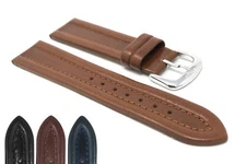 Bandini Leather Watch Band Strap, Glossy, Side Padded, 4 Colors 18mm, 20mm