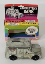 Armored Truck Bank Metal Die Cast Callen USA #17 NOS Secret Panel VTG DMGD BOX