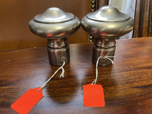 Vtg. Ralph Lauren Home Antique Silver Plain Knob Drapery Finials 1,5” Rod Set 2 - Picture 5 of 8