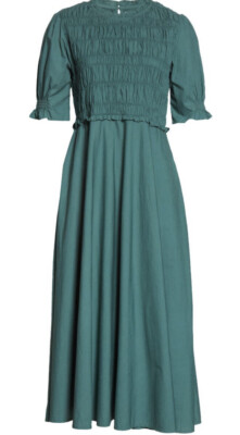 green emerald velvet dress Apiece Apart Sigrun Dress  Aria