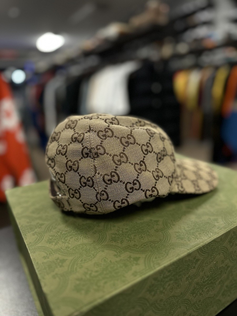 Size S - Gucci Baseball Cap Beige GG Pattern Canvas Unisex