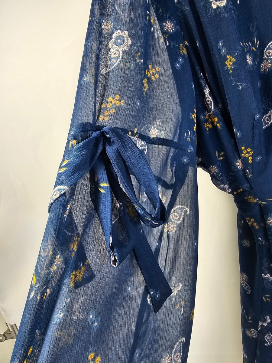 LC Laura Conrad Dress| Blue With Cream & Yellow Flowers | SZ 2X | eBay