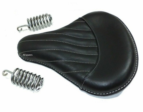 Fits Royal Enfield Classic 350 500 Pure Leather Front Saddle Seat Black ECs - Picture 4 of 13