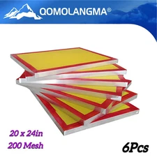 Screen Frame 20 x 24in Aluminum Silk Screen Printing Screens 6Pcs 200 Mesh