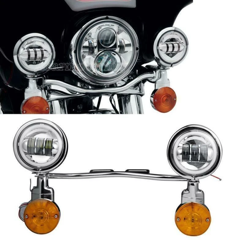 Kit de barra de luz de señal de giro luces de paso LED para motocicleta para Harley Honda Suzuki Foto 3 de 4