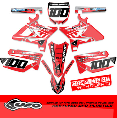 2002-2014 YAMAHA YZ 125-250 Restyle UFO DIRT BIKE MOTOCROSS GRAPHICS RED DECALS 