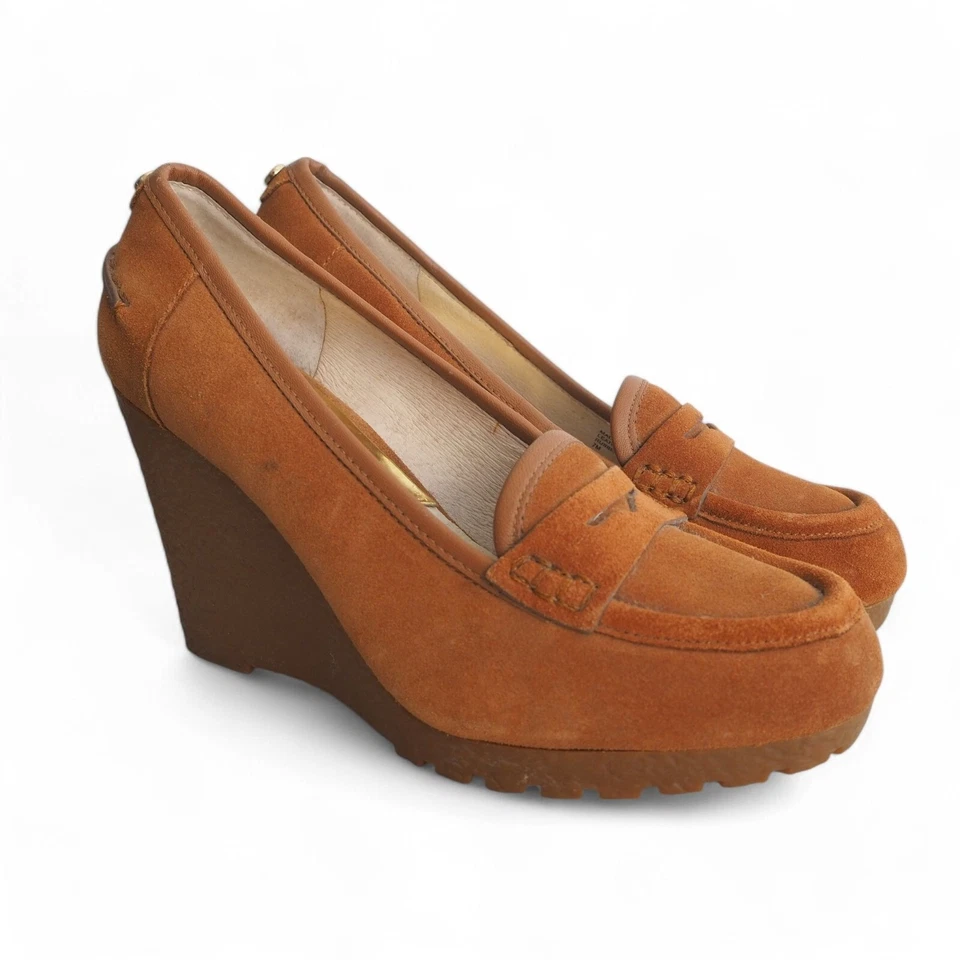 Женские замшевые мокасины Michael Kors Rory на танкетке орехово-коричневые PW14E 7 М - Изображение 4 из 4