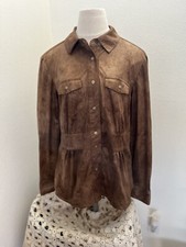 Ruby Rd. Women's Brown Sparkle Snap front collared Fitted Blouse sz.12 NWT