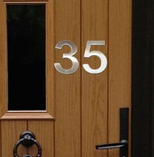Stick-On House Numbers - No 35 - Stainless Steel - 10cm - Door, Fence, Gate