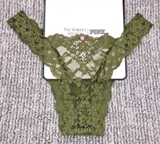 Victoria's Secret Dream Angels NWT Large Green Lace Brazilian Cheeky Panty