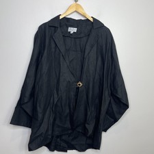 Louis Simon For La Libellule Black Linen Art To Wear Jacket No Size Fits L-xl