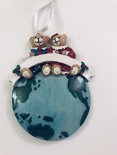 PERSONALIZED Globe Christmas Tree Ornament Holiday Gift Bear Family
