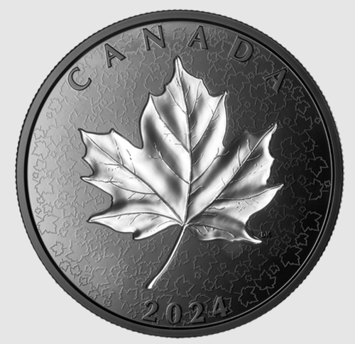 2024 Canada Maple Leaves in Motion $50 ~ 5 oz INCUSE! Rhodium over 99.99% silver - Picture 5 of 5