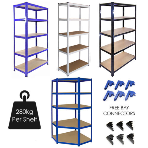 Garage Racking 5 Tier Shelving Unit Boltless Heavy Duty Metal Shelf Shed Storage - Picture 1 of 38