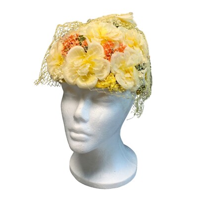 Vintage bonnet/ hat /union made/flowers Victorian Bonnet, Pink Beige Green, Adult Size, With Flowers  main image 2