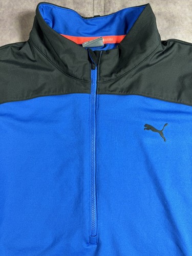 Puma Mens Golf Vest Sz Medium PWRWARM Half Zip Light/Dark Blue Pockets Cinch Hem - Picture 5 of 11
