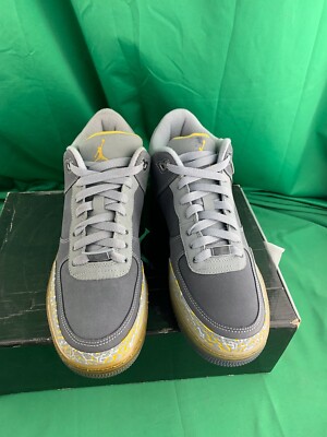 2008 Nike Air Jordan Fusion AJF 3 FLINT GREY Sz 8 Maize Silver 323626 071
