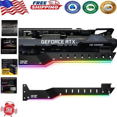 Sturdy GPU Support Bracket for RTX 3000/RX6000 - Adjustable with RGB Lighting