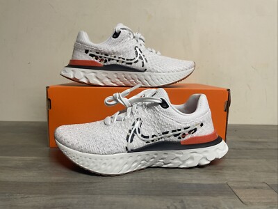 Nike React Infinity Run FK 3 Running Shoes White/Black/Leopard Women's Size 7.5