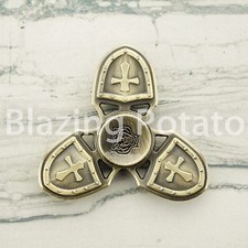 Crusader Tri Spinner Fidget Hand Figet Desk Toy Focus EDC ADHD -NEW-  USA  BRASS