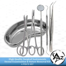 Dental Examination Suture Removal Kit Stitch Scissors Tweezers Needle Holder CE