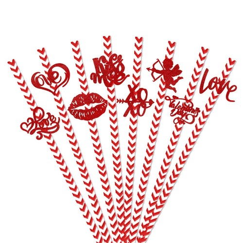 24x Valentines Day Paper Straws Drinking Straws for Family Festival Carnival - Picture 2 of 6