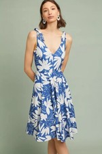 Anthropologie Hutch Designer Mosaic Fit & Flare Dress Summer US 0P $228 New Chic