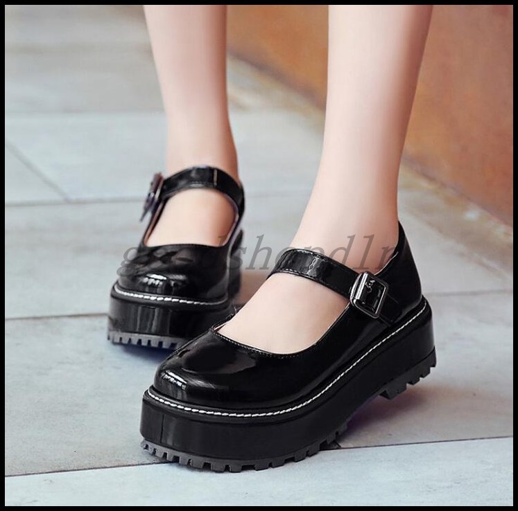 CREEPERS BUKLE PATENT LEATHER SHOES