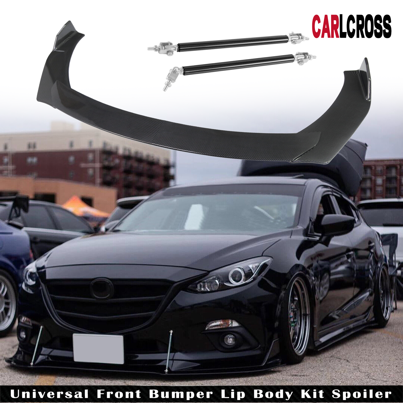 Mazda Speed3 6 RX Universal Front Bumper Lip Spoiler Splitter in Carbon Look