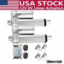 Heavy Duty 2PCS 4" Linear Actuators W/ Brackets Controller 330lbs Lift DC Motors
