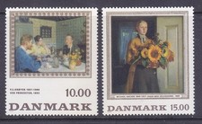 Denmark 1061-62 MNH 1996 Paintings - At Lunch & The Girl with Sunflowers Set 