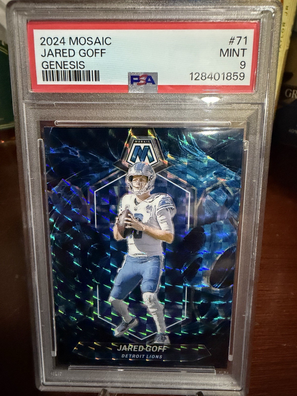 2024 Panini Mosaic Genesis Mosaic Prizm Jared Goff #71 Detroit Lions PSA 9