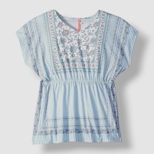 Seafolly Girl's Blue Pop Palace Kaftan Cotton Kid's Swim Cover-Up One Size