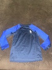 Polo Ralph Lauren Boys 2T Rash Guard Blue Long Sleeve Big Pony Swim Shirt D1