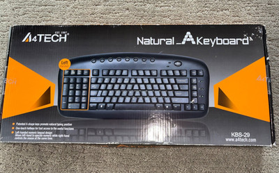 NEW (Distressed Box0  A4Tech Left Handed Ergonomic Black Wired Keyboard