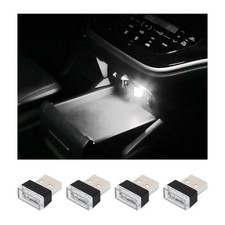 Augeny 4 PCS USB LED Car Interior Atmosphere Lamp, Plug-in Decor White